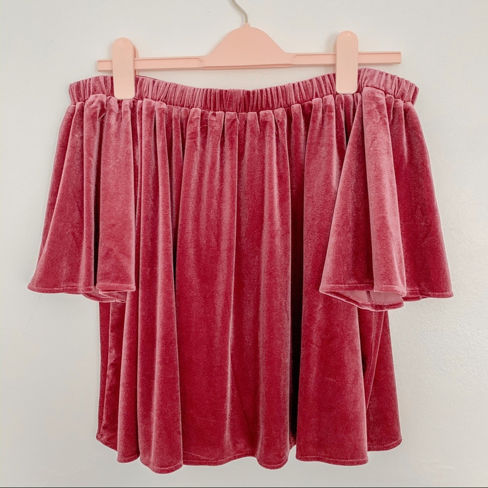 Sunday In Brooklyn Velvet Off-The-Shoulder Top - Picture 1 of 7